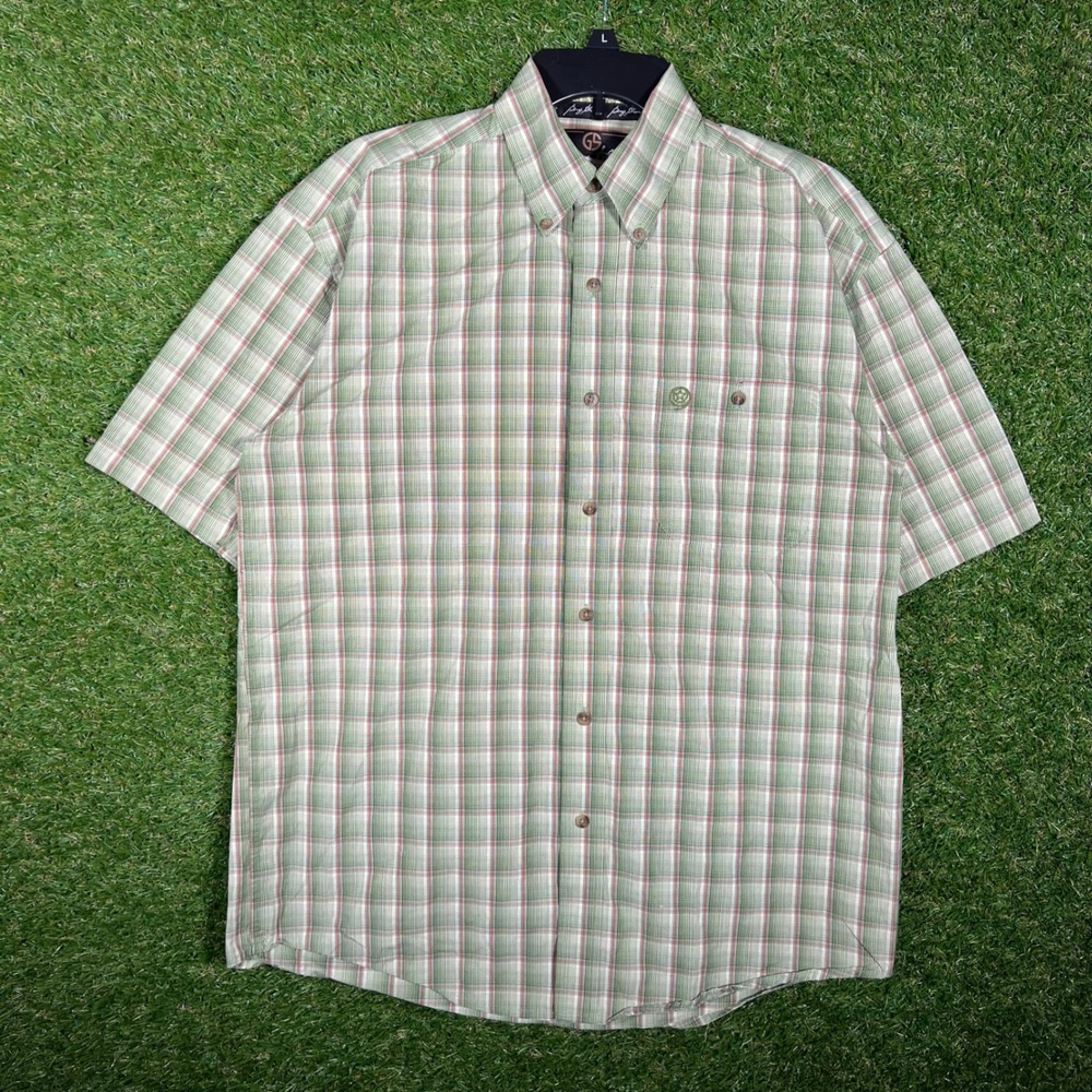 Wrangler‎ George Strait Collection Mens Green Plaid Short Sleeve Shirt Medium